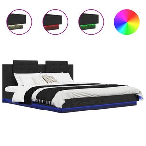 vidaXL Cadre de lit avec t&ecirc;te de lit Ch&ecirc;ne noir 200 x 200 cm