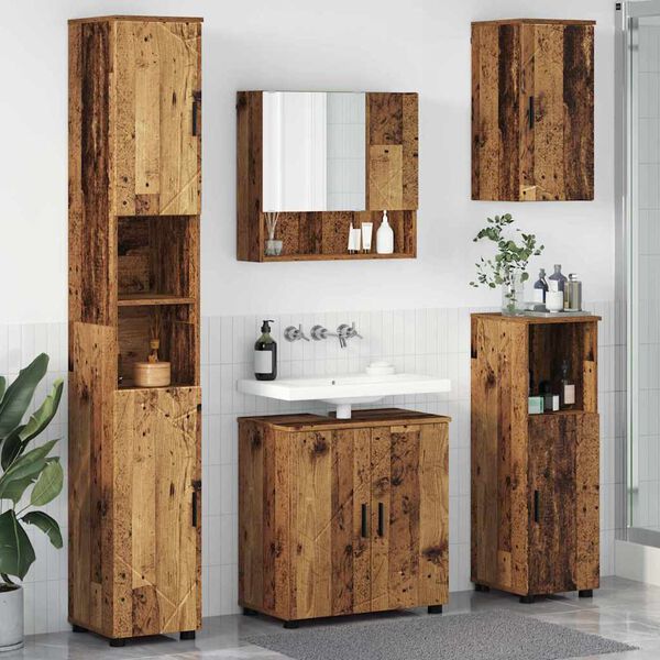 vidaXL Ensemble de mobilier de salle de bain 5 pcs Bois Ancien