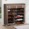 vidaXL Armoire &agrave; chaussures avec housse 115 x 28 x 110 cm Tissu Marron