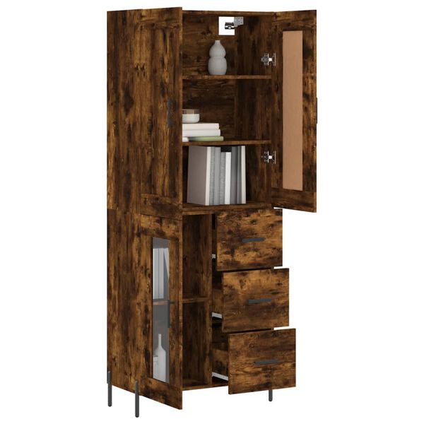 vidaXL Buffet haut Ch&ecirc;ne fum&eacute; 69,5x34x180 cm Bois d'ing&eacute;nierie