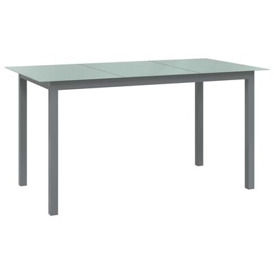 vidaXL Table de jardin Gris clair 150x90x74 cm Aluminium et verre