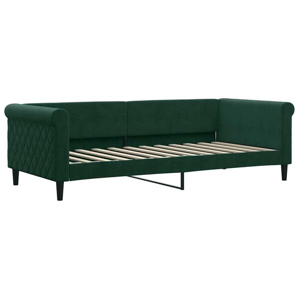 vidaXL Lit de repos sans matelas vert fonc&eacute; 90x200 cm velours