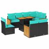 vidaXL Salon de jardin avec coussins 9 pcs noir r&eacute;sine tress&eacute;e acacia