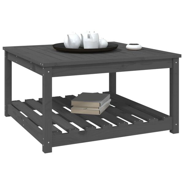vidaXL Table de jardin gris 82,5x82,5x45 cm bois massif de pin