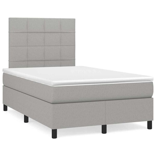 vidaXL Sommier &agrave; lattes de lit matelas LED gris clair 120x190 cm tissu
