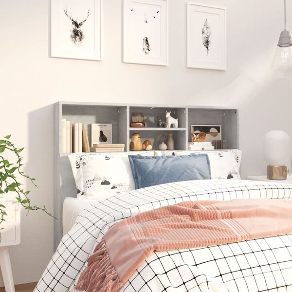 vidaXL Armoire de tête de lit Gris béton 120x19x103,5 cm