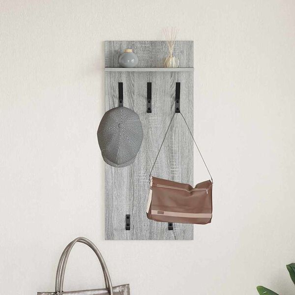 vidaXL Porte-manteau mural avec &eacute;tag&egrave;re Gris Sonoma 40 x 10 x 90 cm
