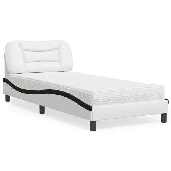 vidaXL Lit avec matelas Hvar blanc et noir 80x200 cm similicuir
