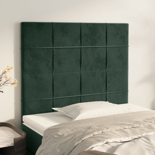 vidaXL T&ecirc;te de lit Vert fonc&eacute; 90x5x118/128 cm Velours