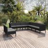 vidaXL Salon de jardin 9 pcs avec coussins R&eacute;sine tress&eacute;e Noir