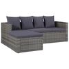 vidaXL Salon de jardin 4 pcs avec coussins Résine tressée Gris
