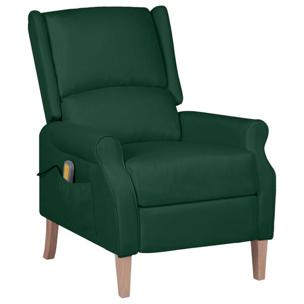 vidaXL Fauteuil de massage inclinable vert fonc&eacute; tissu
