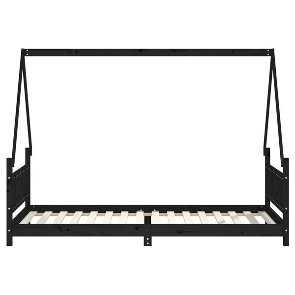vidaXL Cadre de lit pour enfants noir 90x200 cm bois de pin massif