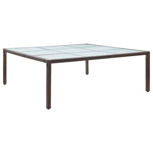 vidaXL Table &agrave; manger de jardin Marron 200x200x74 cm R&eacute;sine tress&eacute;e