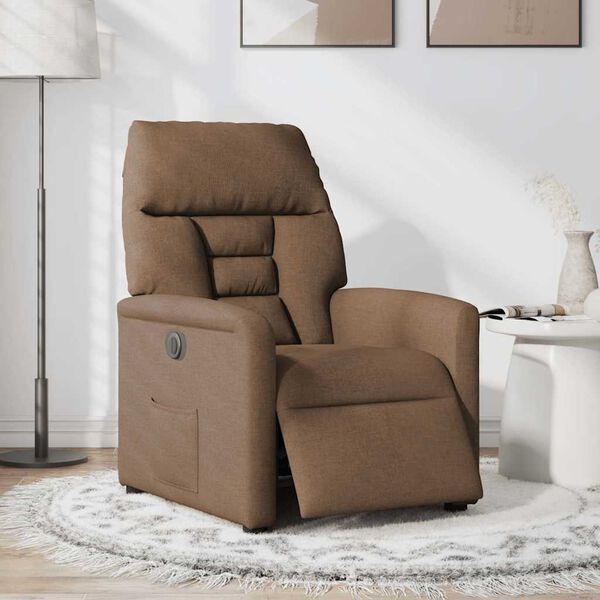 vidaXL Fauteuil inclinable &eacute;lectrique Marron Tissu
