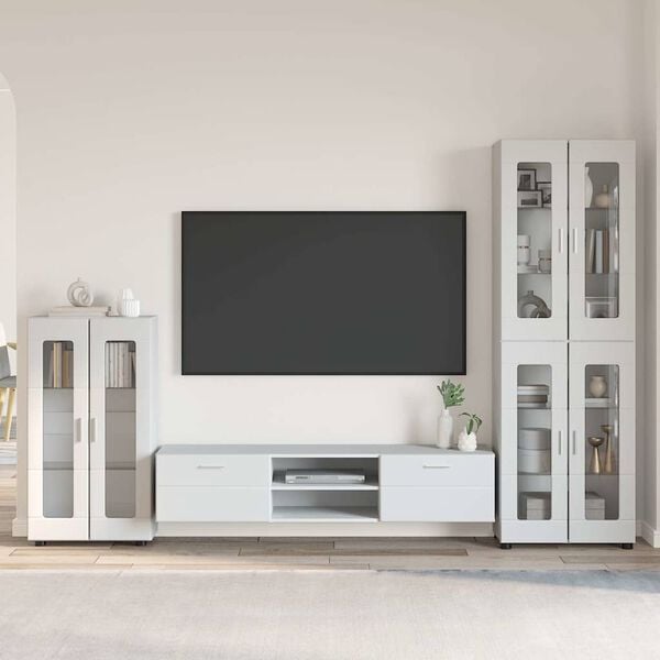 vidaXL Ensemble meuble TV avec tiroir FLORIN Blanc Bois d'ing&eacute;nierie