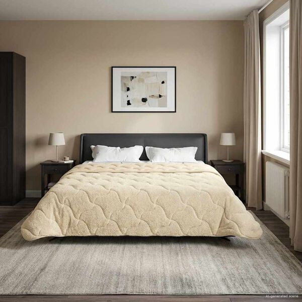 vidaXL Duvet d'hiver Cr&egrave;me 200 x 200 cm Microfibre et polaire Teddy