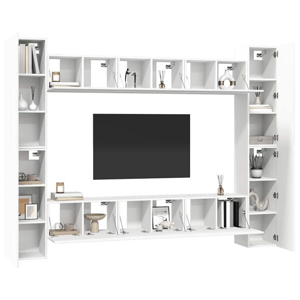 vidaXL Ensemble de meubles TV 10 pcs Blanc Bois d'ing&eacute;nierie