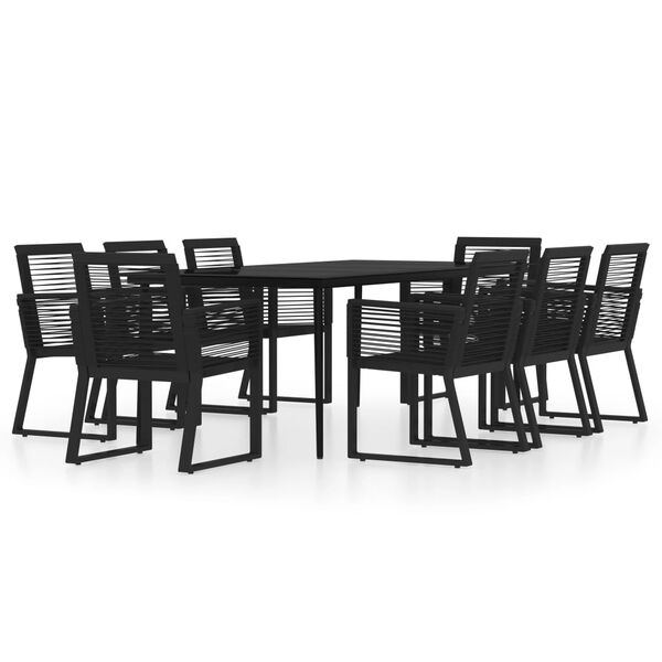 vidaXL Ensemble &agrave; manger de jardin 9 pcs Noir