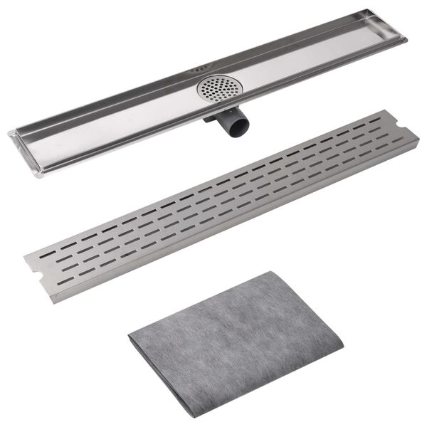 vidaXL Drain de douche linéaire 830 x 140 mm Acier inoxydable