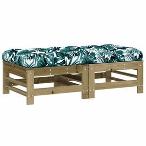 vidaXL Repose-pieds de jardin et coussins lot de 2 bois pin impr&eacute;gn&eacute;