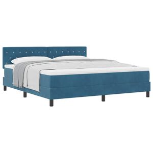 vidaXL Lit &agrave; ressorts avec matelas Bleu fonc&eacute; 180 x 200 cm Velours