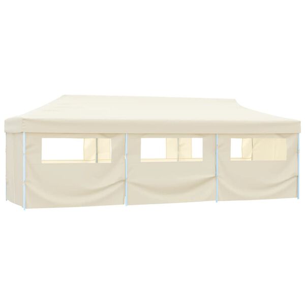 vidaXL Tente de r&eacute;ception pliable avec 8 parois 870x291x315 cm Blanc cass&eacute;