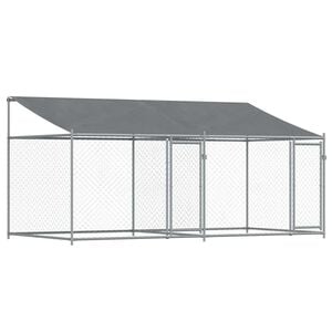 vidaXL Cage pour chien avec toit et portes gris 4x2x2m acier galvanis&eacute;