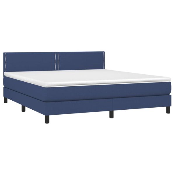vidaXL Sommier &agrave; lattes de lit avec matelas Bleu 180x200 cm Tissu