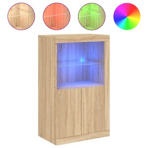 vidaXL Armoire lat&eacute;rale avec lumi&egrave;res LED ch&ecirc;ne sonoma