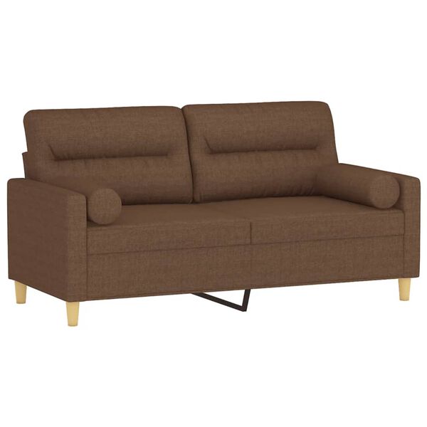 vidaXL Canap&eacute; 2 places avec oreillers d&eacute;coratifs marron 140 cm tissu
