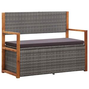 vidaXL Banc de rangement 115 cm R&eacute;sine tress&eacute;e et bois d'acacia Gris