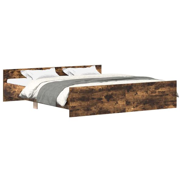 vidaXL Cadre de lit sans matelas ch&ecirc;ne fum&eacute; 200x200 cm