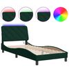 vidaXL Cadre de lit avec LED sans matelas vert fonc&eacute; 80x200 cm velours