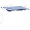 vidaXL Auvent automatique capteur de vent/LED 400x300 cm Bleu et blanc