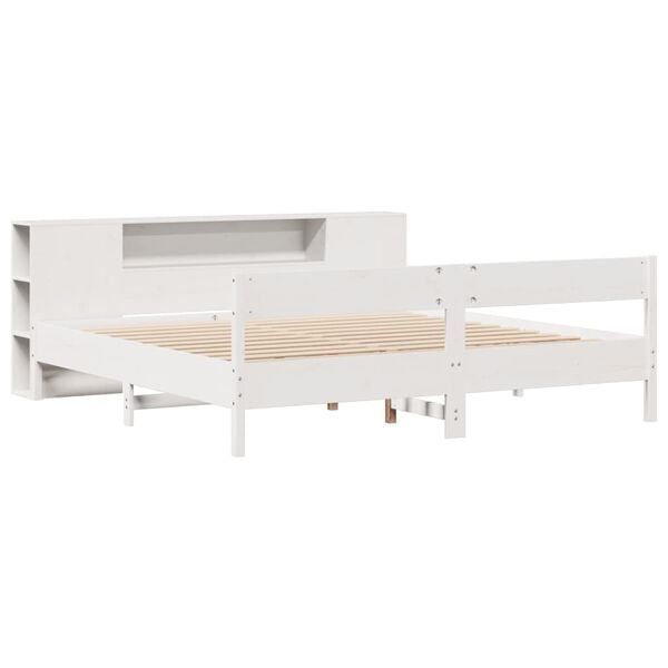 vidaXL Lit biblioth&egrave;que sans matelas blanc 180x200 cm bois pin massif