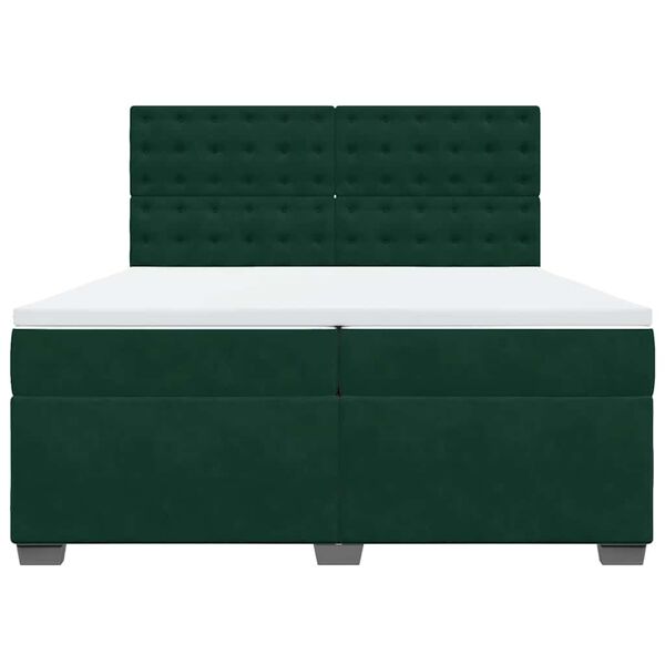 vidaXL Sommier &agrave; lattes de lit et matelas Vert fonc&eacute; 200x200cm Velours