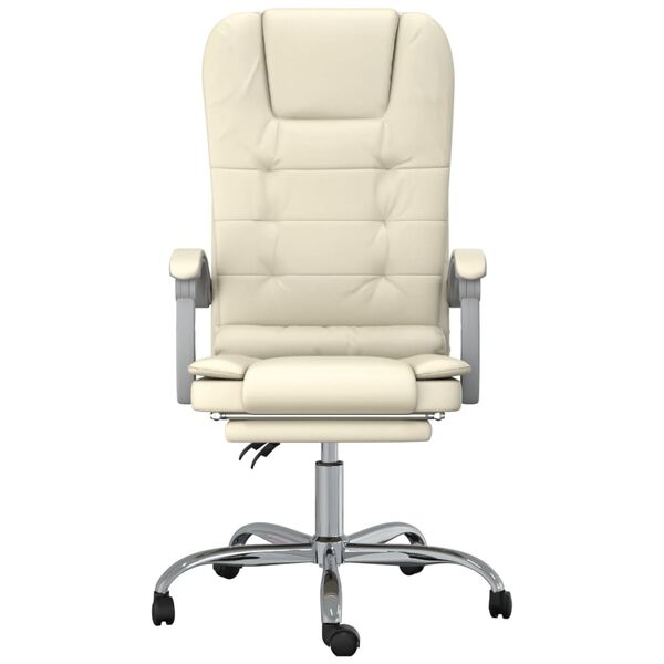 vidaXL Fauteuil de massage inclinable de bureau Cr&egrave;me Similicuir