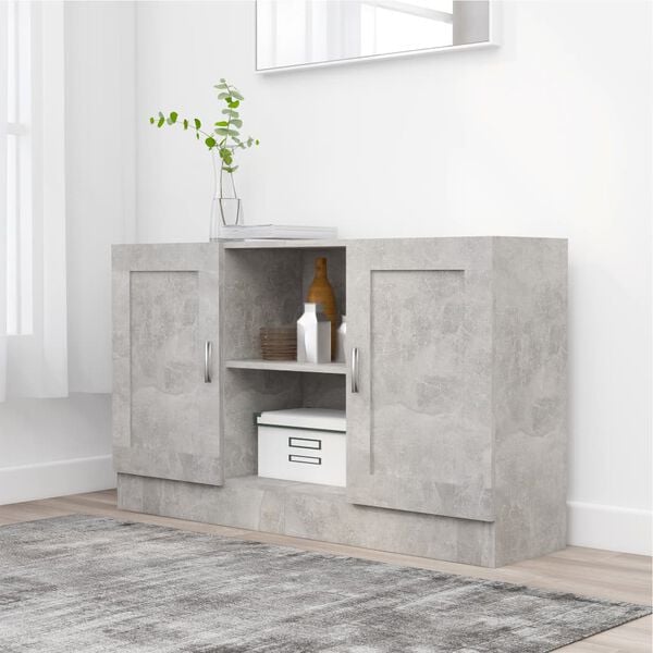 vidaXL Buffet Gris béton 120x30,5x70 cm Bois d'ingénierie