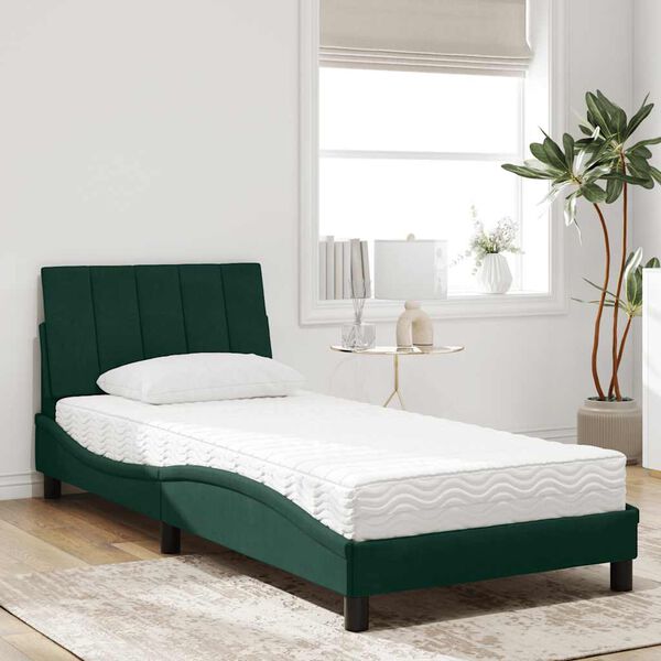 vidaXL Lit avec matelas Hanko vert fonc&eacute; 90x190 cm velours
