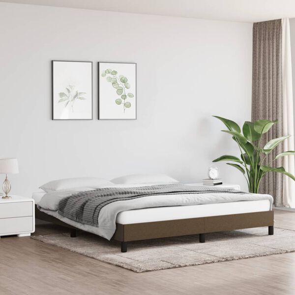 vidaXL Cadre de lit sans matelas marron fonc&eacute; 160x200 cm tissu