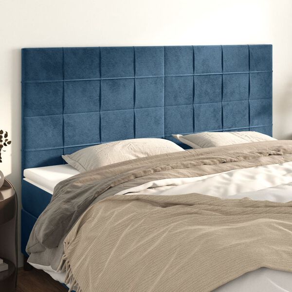 vidaXL T&ecirc;te de lit Bleu fonc&eacute; 180 x 5 x 118/128 cm Velours