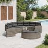 vidaXL Salon de jardin 3 pcs demi-rond gris résine tressée