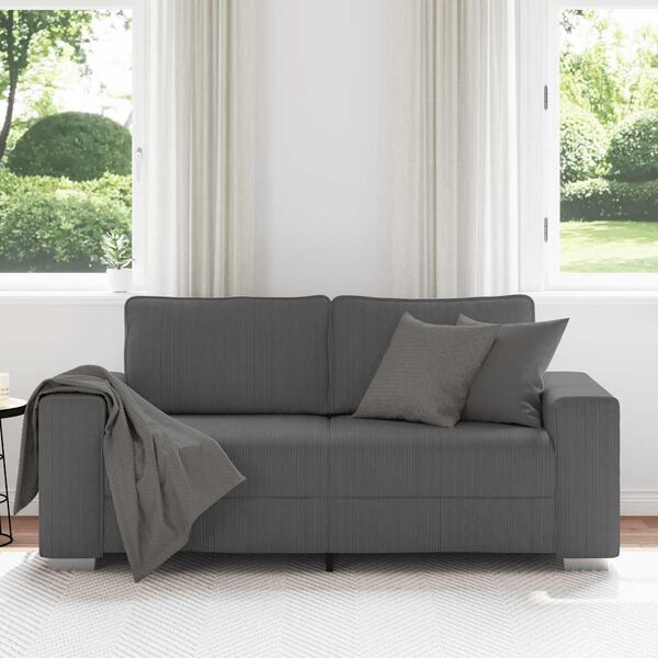 vidaXL Canap&eacute; causeuse gris fonc&eacute; 180x77x82 cm tissu velours c&ocirc;tel&eacute;