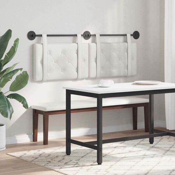 vidaXL T&ecirc;te de lit suspendue Blanc 150 x 55 x 5 cm Simili cuir