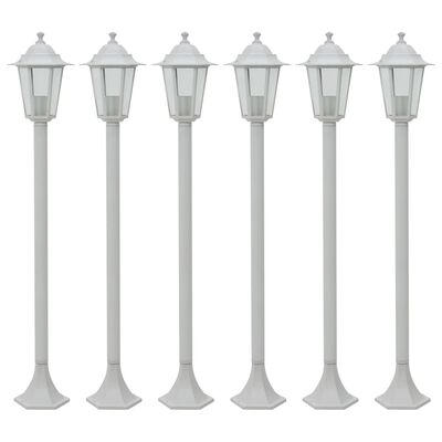 vidaXL Lampe de jardin à piquet 6 pcs E27 110 cm Aluminium Blanc