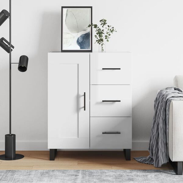 vidaXL Buffet Blanc brillant 69,5x34x90 cm Bois d'ing&eacute;nierie