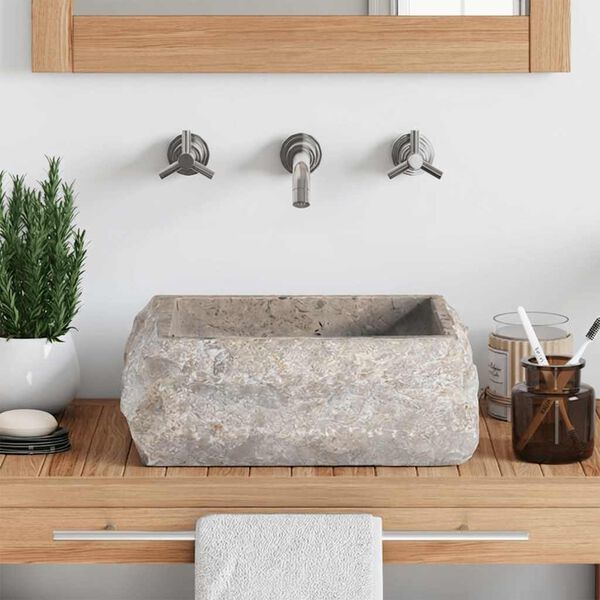 vidaXL Lavabo Gris 30x30x13 cm Marbre