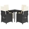 vidaXL Ensemble &agrave; manger de jardin coussins 5pcs Noir R&eacute;sine tress&eacute;e