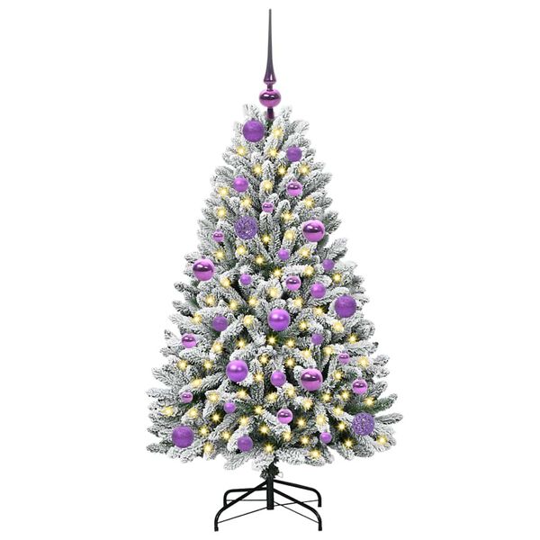 vidaXL Sapin de No&euml;l artificiel Vert et blanc 120 cm PVC et m&eacute;tal